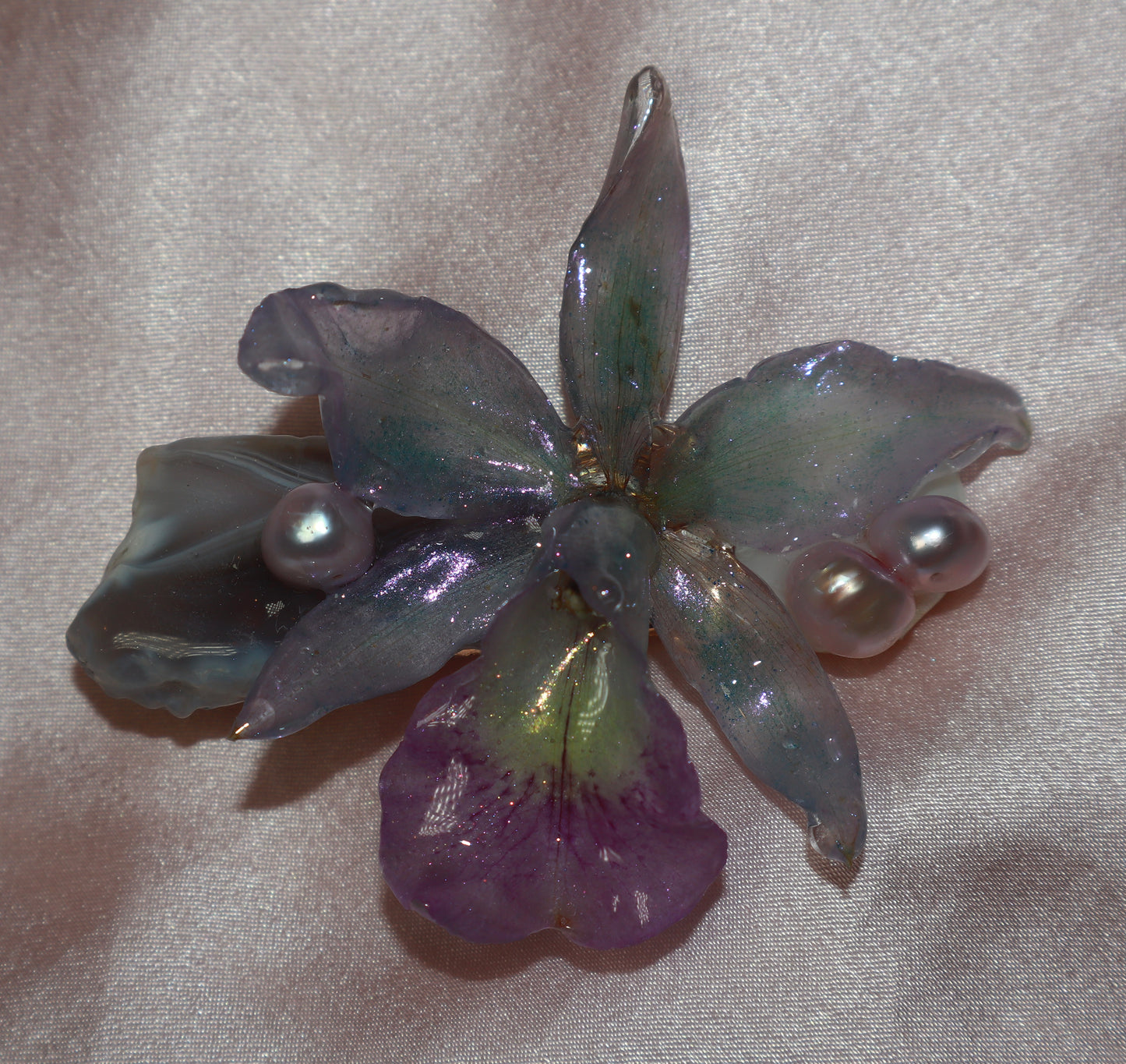 Clip ~ Cattleya, Agata & Perlas Barrocas Reales