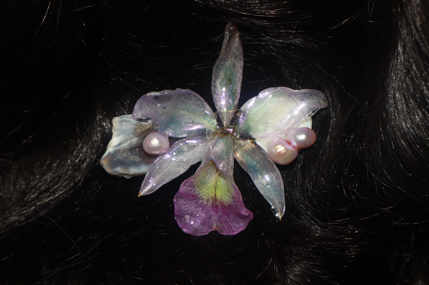 Clip ~ Cattleya, Agata & Perlas Barrocas Reales