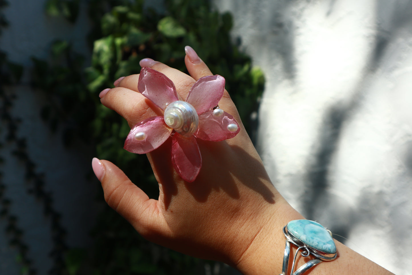 Plumeria & Shell Ring