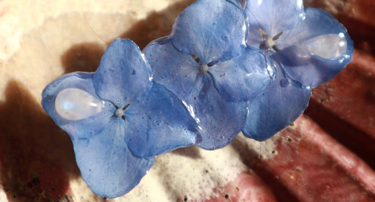 Tres Hortensias & Piedra Lunar Clip
