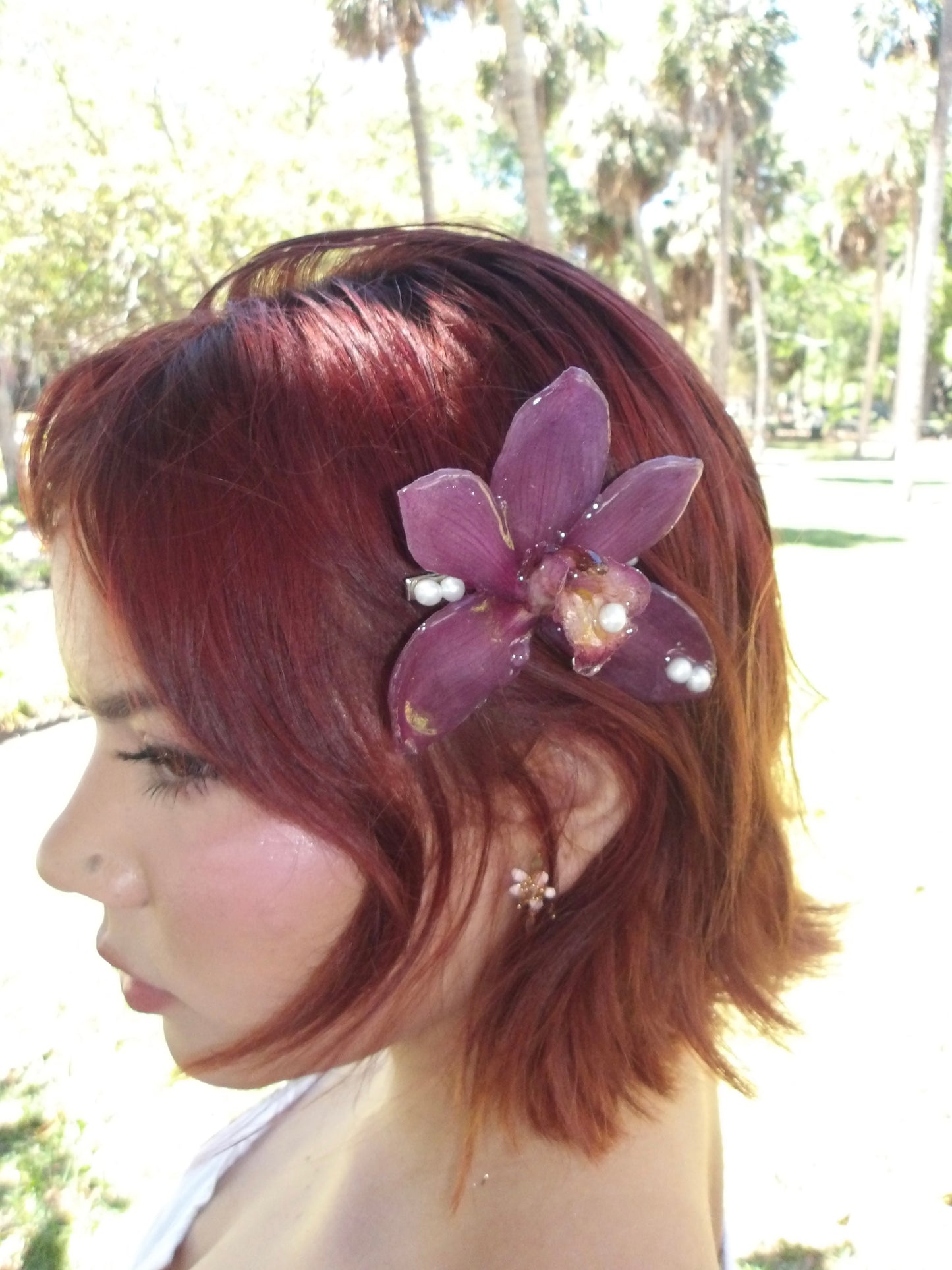 Cymbidium & Pearls Hair Clip