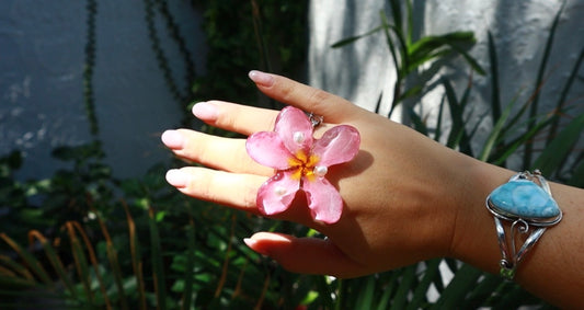 Plumeria & Pearls Ring