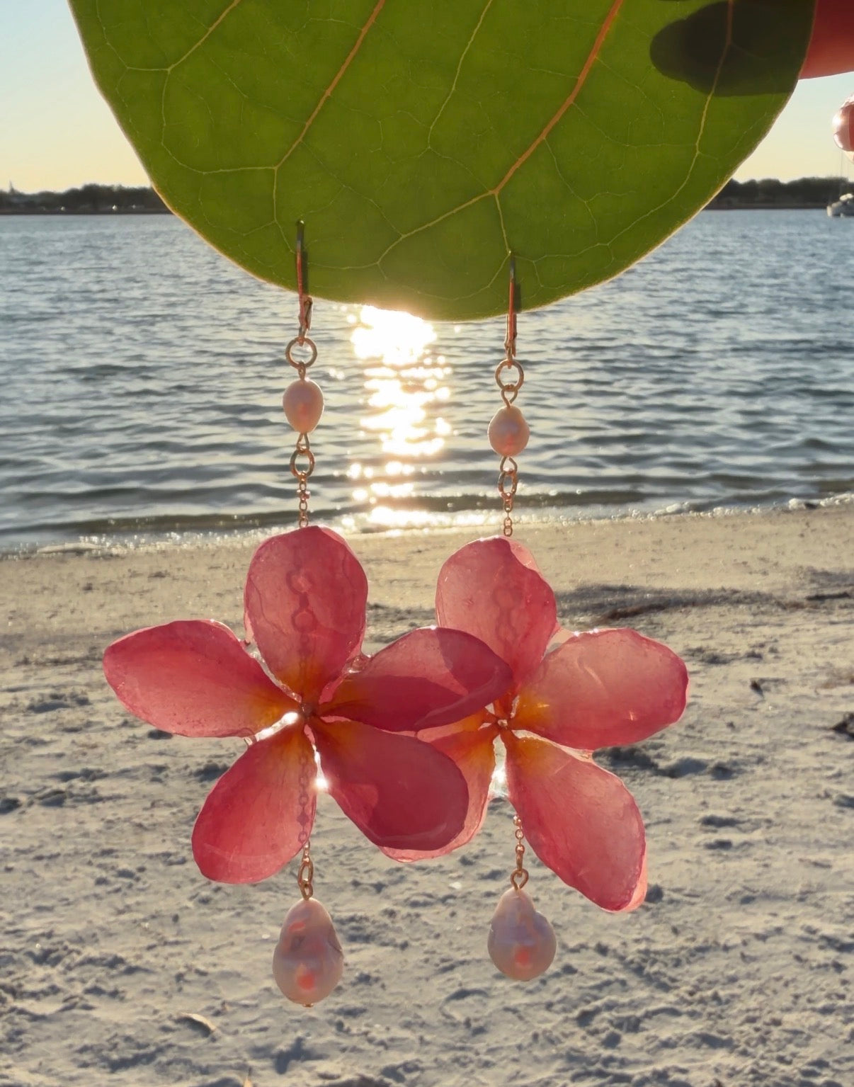 Plumeria & Baroque Pearls Earrings