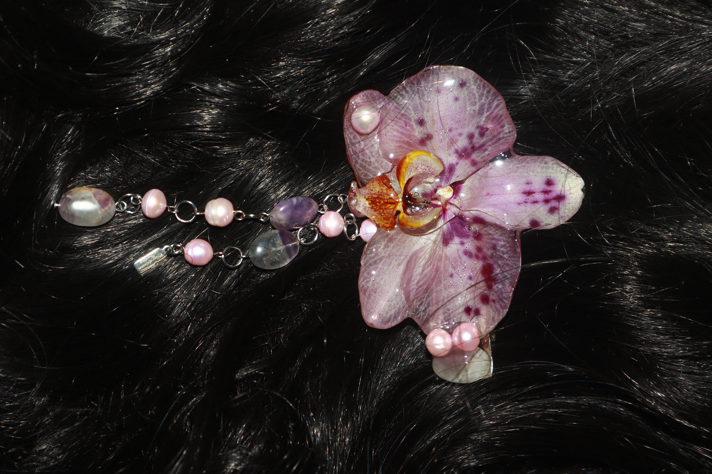 Amatistas y Perlas Clip