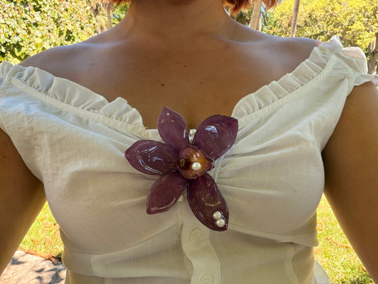 Cymbidium & Pearls Hair Clip