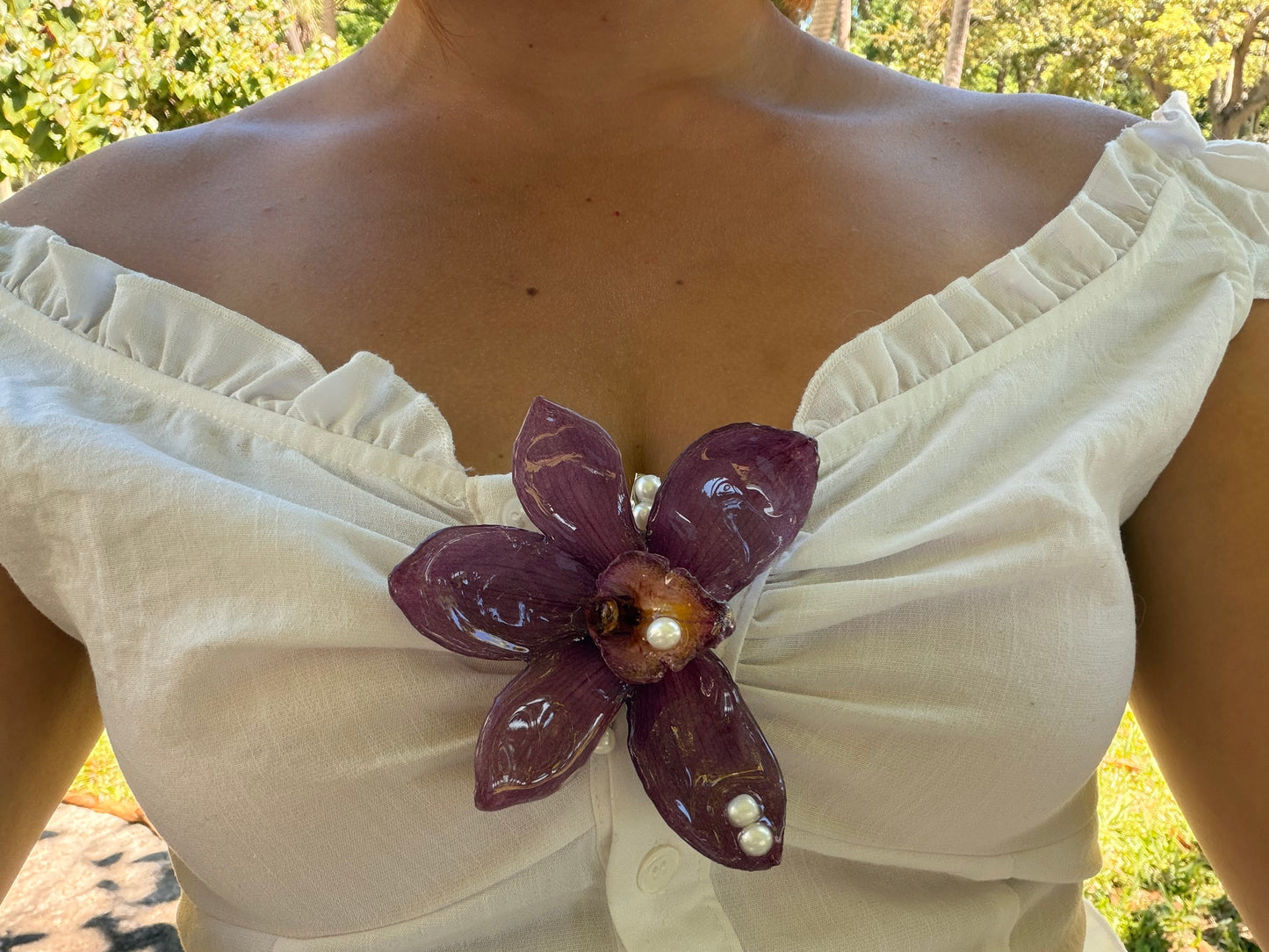 Cymbidium & Pearls Hair Clip