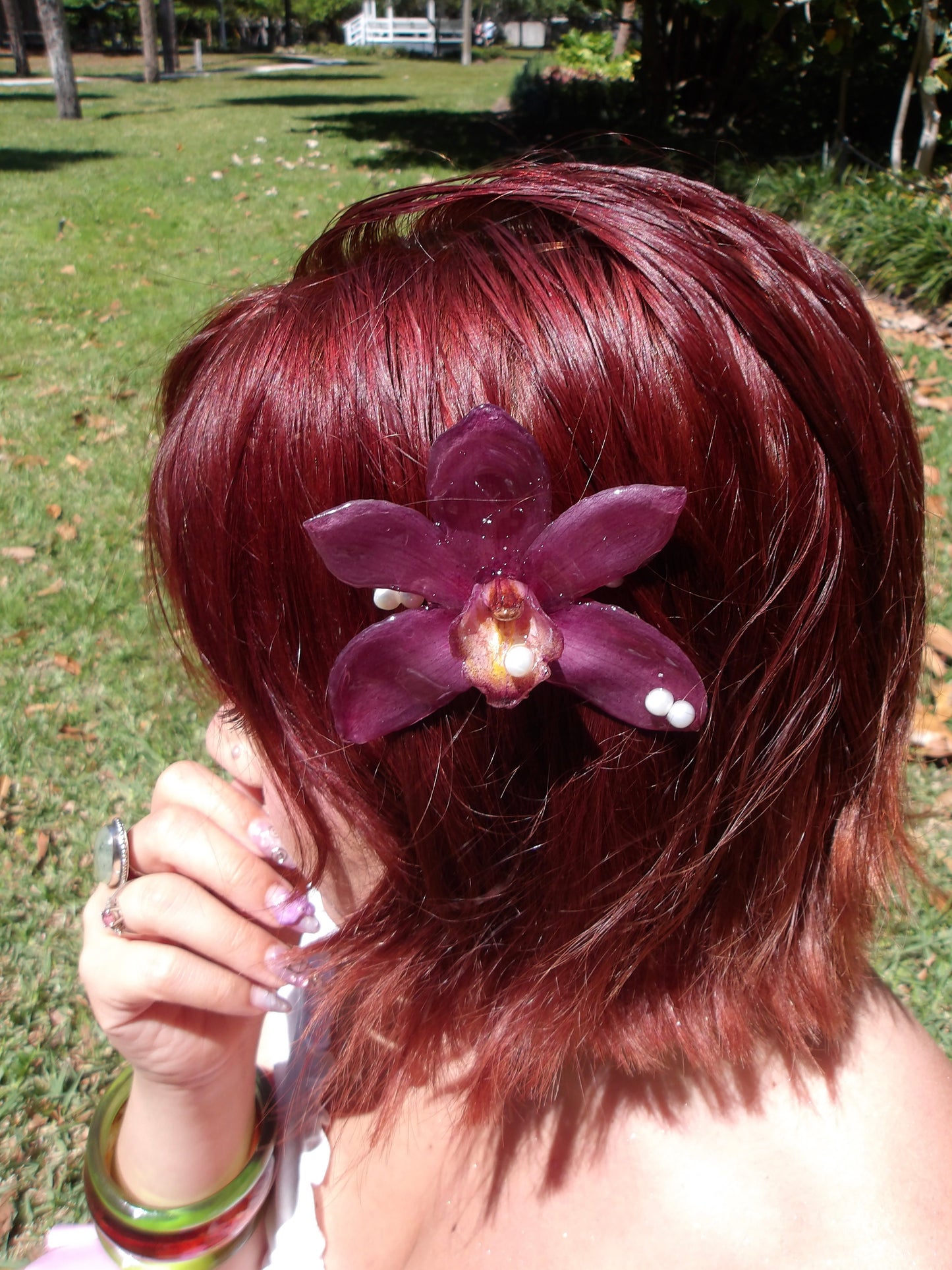 Cymbidium & Pearls Hair Clip