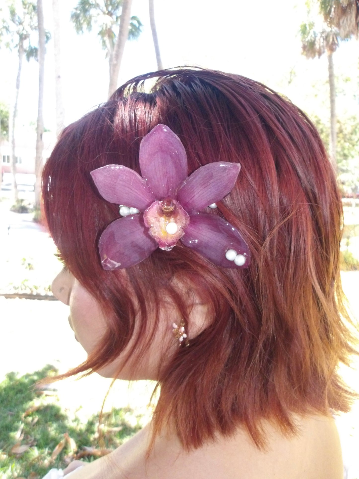 Cymbidium & Pearls Hair Clip