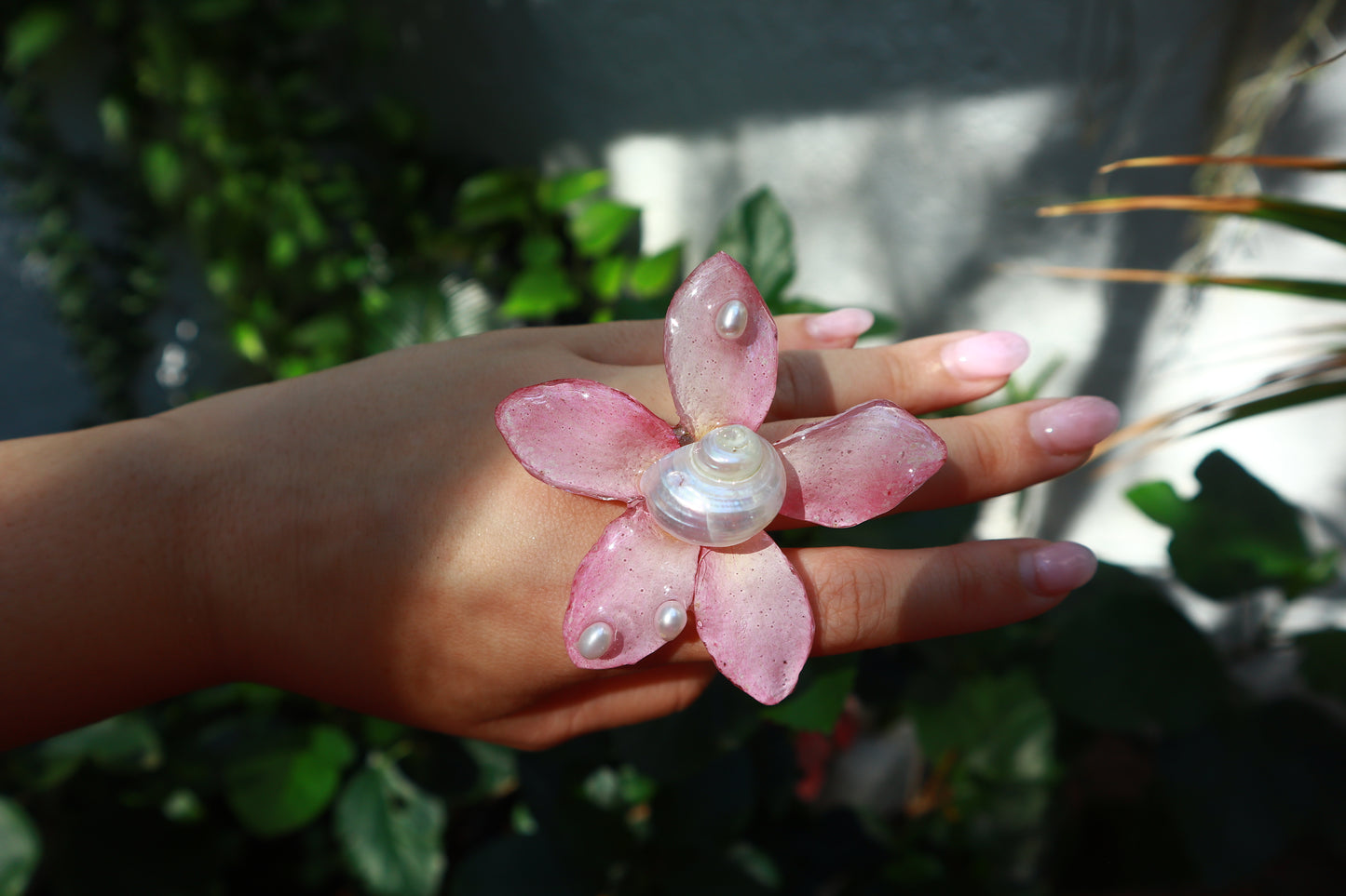 Plumeria & Shell Ring