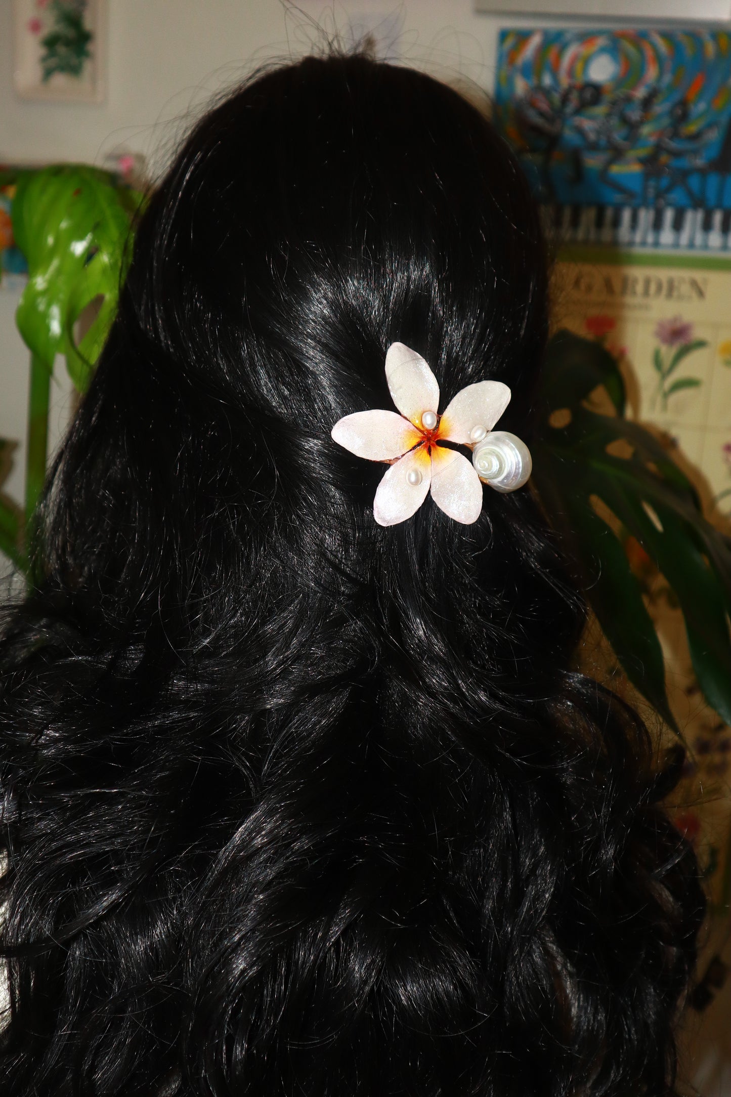 Plumeria & Shell Clip