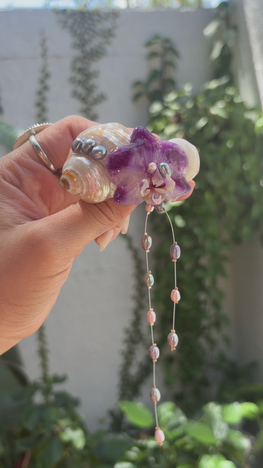 Orquídea & Perlas Clip